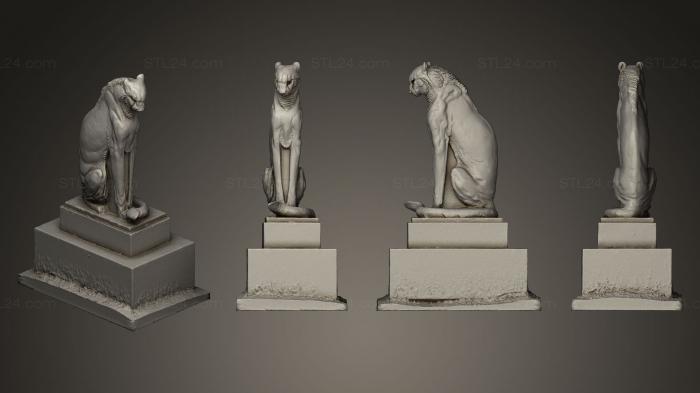 Статуэтки животных (Сидящий гепард, STKJ_0437) 3D модель для ЧПУ станка